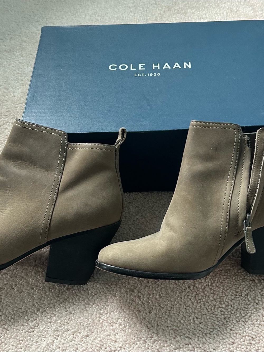 Cole Haan Olive Green Suede Ankle Booties